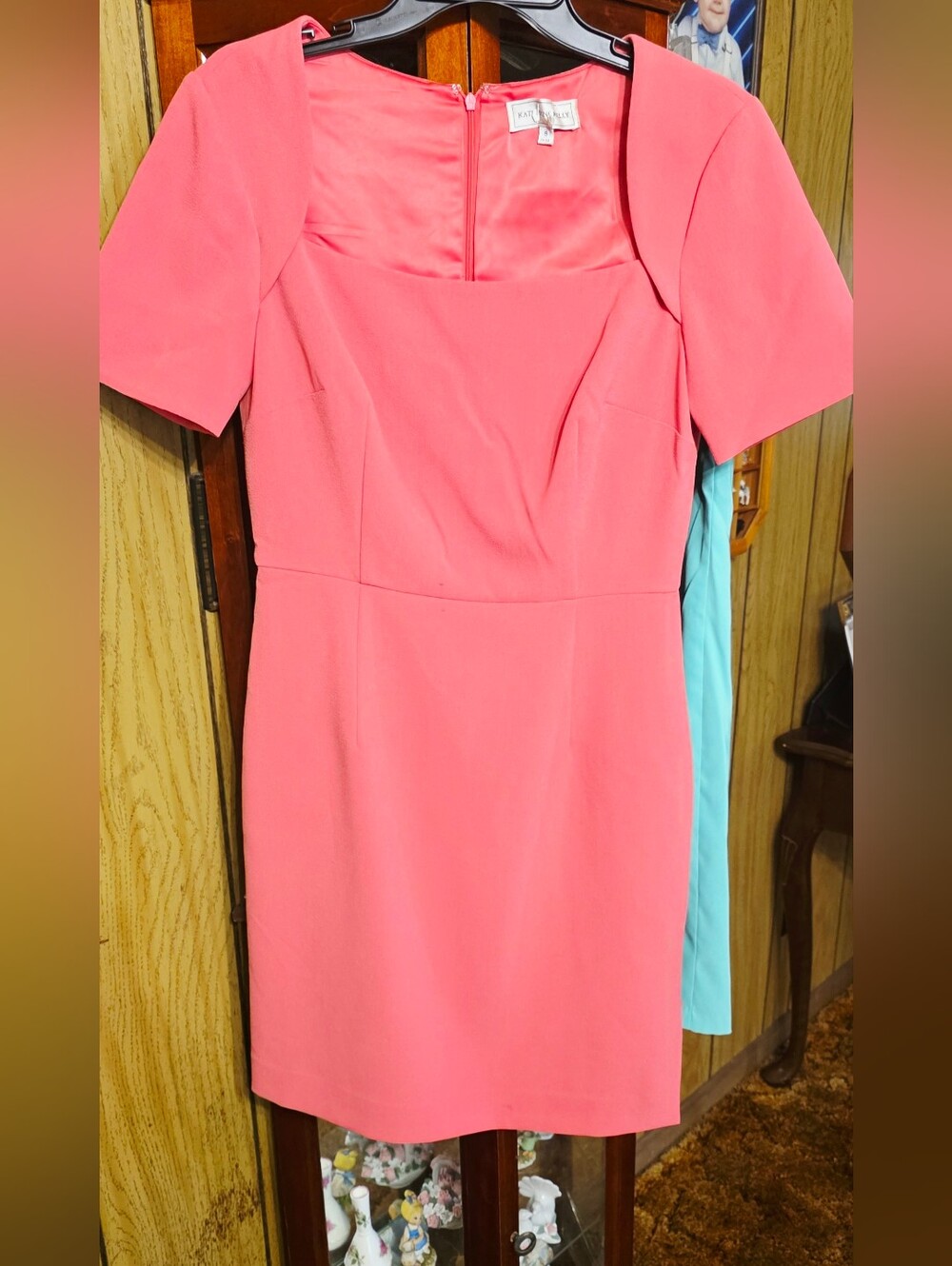 Coral Square-Neck Sheath Dress Size 8